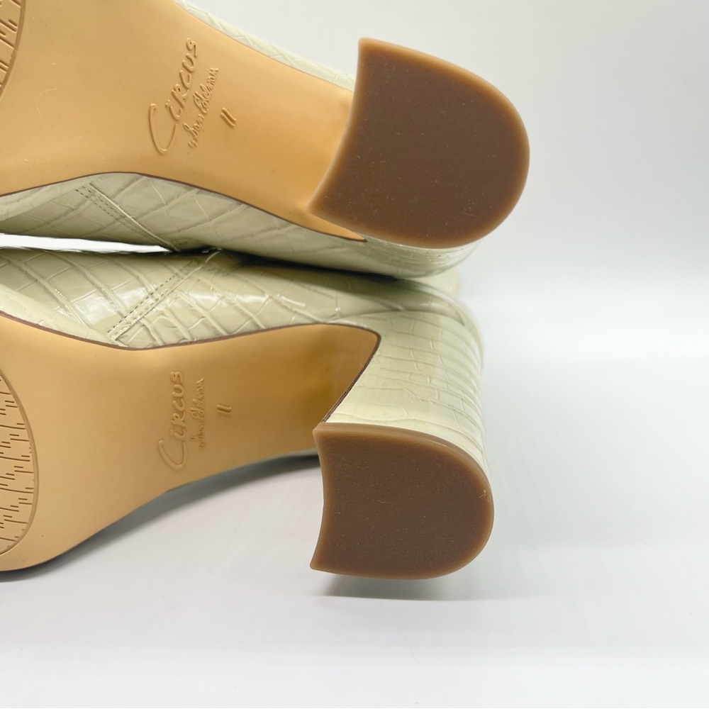 Circus Sam Edelman Size 11 Light Green Sage‎ Croc Embossed Platform Ankle Boots - Picture 10 of 15
